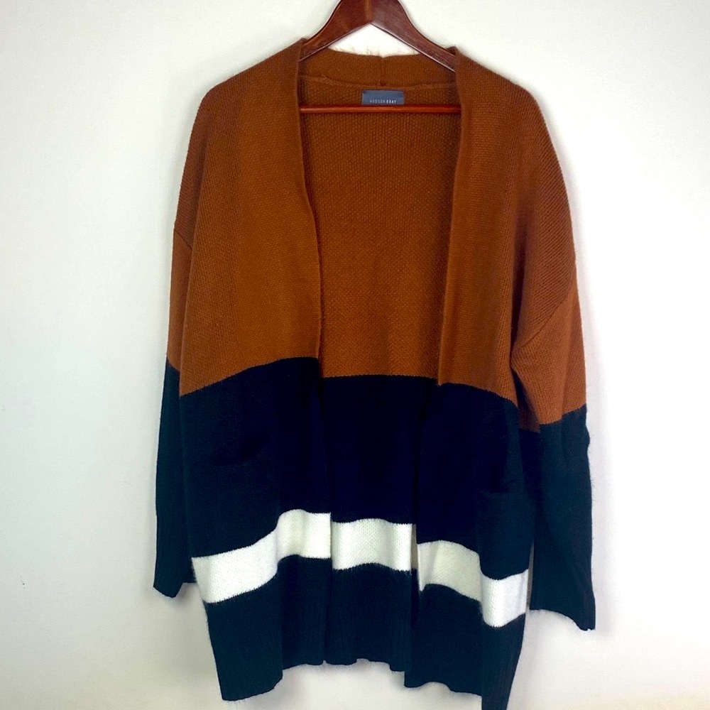 Oversized Colorblock Open Cardigan Sweater
